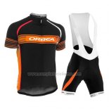 2015 Abbigliamento Ciclismo Orbea Nero e Arancione Manica Corta e Salopette