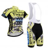 2015 Abbigliamento Ciclismo Tinkoff Saxo Bank Nero e Giallo Manica Corta e Salopette