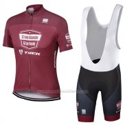 2017 Abbigliamento Ciclismo Strade Bianche Trek Rosso Manica Corta e Salopette