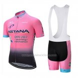 2018 Abbigliamento Ciclismo Astana Chiaro Rosa Manica Corta e Salopette