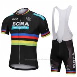 2018 Abbigliamento Ciclismo UCI Mondo Campione Bora Nero Manica Corta e Salopette