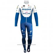 2020 Abbigliamento Ciclismo Deceuninck Quick Step Blu Bianco Manica Lunga e Salopette