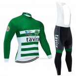 2020 Abbigliamento Ciclismo Tavira Bianco Verde Manica Lunga e Salopette