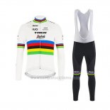 2020 Abbigliamento Ciclismo UCI Mondo Campione Trek Segafredo Manica Lunga e Salopette
