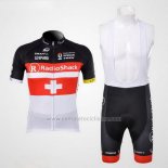 2012 Abbigliamento Ciclismo Radioshack Campione Svizzera Manica Corta e Salopette