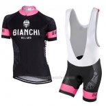 2017 Abbigliamento Ciclismo Donne Bianchi Nero e Rosa Manica Corta e Salopette
