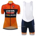 2017 Abbigliamento Ciclismo Donne Damen Boels Dolmans Arancione Manica Corta e Salopette