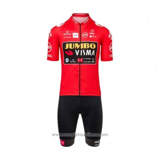 2021 Abbigliamento Ciclismo Jumbo Visma Rosso Manica Corta e Salopette