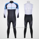 2011 Abbigliamento Ciclismo Shimano Blu e Bianco Manica Lunga e Salopette