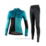 2021 Abbigliamento Ciclismo Donne Nalini Chiaro Verde Azzurro Manica Lunga e Salopette QXF21-0032