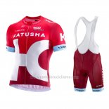2016 Abbigliamento Ciclismo Katusha Alpecin Bianco e Rosso Manica Corta e Salopette