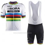 2017 Abbigliamento Ciclismo UCI Mondo Campione Bora Bianco Manica Corta e Salopette
