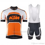 2018 Abbigliamento Ciclismo KTM Bianco Arancione Manica Corta e Salopette