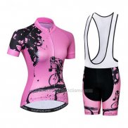 2019 Abbigliamento Ciclismo Donne Weimostar Rosa Manica Corta e Salopette