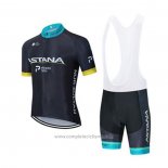 2020 Abbigliamento Ciclismo Astana Nero Blu Giallo Manica Corta e Salopette