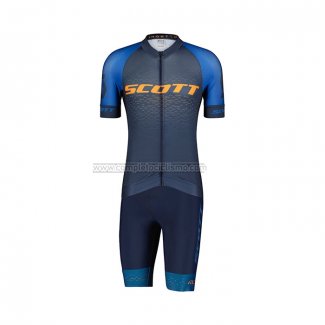 2022 Abbigliamento Ciclismo Scott Blu Giallo Manica Corta e Salopette