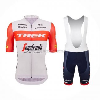 2023 Abbigliamento Ciclismo Trek Segafredo Arancione Bianco Manica Corta e Salopette