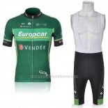2011 Abbigliamento Ciclismo Europcar Verde Manica Corta e Salopette