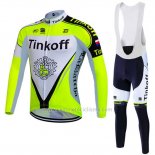 2016 Abbigliamento Ciclismo Tinkoff Verde e Bianco Manica Lunga e Salopette