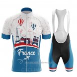2020 Abbigliamento Ciclismo Campione Francia Celeste Bianco Rosso Manica Corta e Salopette