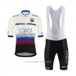 2020 Abbigliamento Ciclismo Slovacchia Bianco Nero Blu Manica Corta e Salopette