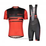 2021 Abbigliamento Ciclismo Scott Rosso Nero Manica Corta e Salopette