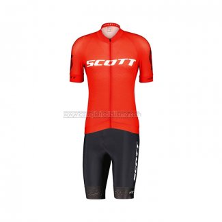 2022 Abbigliamento Ciclismo Scott Rosso Bianco Manica Corta e Salopette