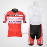 2012 Abbigliamento Ciclismo Katusha Bianco e Arancione Manica Corta e Salopette