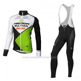 2016 Abbigliamento Ciclismo Multivan Merida Verde e Bianco Manica Lunga Salopette