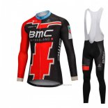 2018 Abbigliamento Ciclismo BMC Nero e Rosso Manica Lunga e Salopette