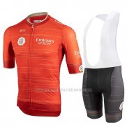 2019 Abbigliamento Ciclismo Castelli UAE Tour Arancione Manica Corta e Salopette