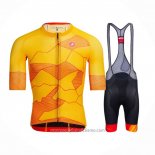 2021 Abbigliamento Ciclismo Castelli Giallo Arancione Manica Corta e Salopette