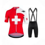 2022 Abbigliamento Ciclismo Assos Bianco e Rosso Manica Corta e Salopette