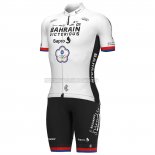 2022 Abbigliamento Ciclismo Bahrain Victorious Bianco Manica Corta e Salopette