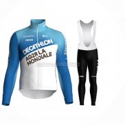 2024 Abbigliamento Ciclismo Ag2r La Mondiale Bianco Blu Manica Lunga e Salopette