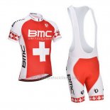 2014 Abbigliamento Ciclismo BMC Campione Svizzera Arancione e Bianco Manica Corta e Salopette