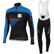 2016 Abbigliamento Ciclismo Sportful Nero e Blu Manica Lunga e Salopette