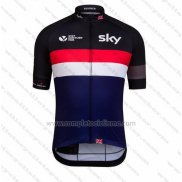 2016 Abbigliamento Ciclismo UCI Mondo Campione Lider Sky Nero e Blu Manica Corta e Salopette