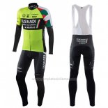 2017 Abbigliamento Ciclismo Euskadi Nero e Verde Manica Lunga e Salopette