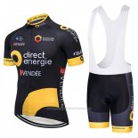 2018 Abbigliamento Ciclismo Direct Energie Nero e Giallo Manica Corta e Salopette