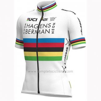 2019 Abbigliamento Ciclismo UCI Mondo Campione Androni Giocattoli Bianco Manica Corta e Salopette