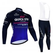 2023 Abbigliamento Ciclismo Deceuninck Quick Step Nero Blu Manica Lunga e Salopette