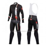2014 Abbigliamento Ciclismo Castelli SIDI Nero e Rosso Manica Lunga e Salopette