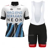 2017 Abbigliamento Ciclismo Axeon Hagens Berman Bianco e Nero Manica Corta e Salopette
