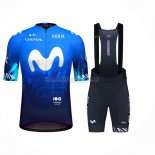 2024 Abbigliamento Ciclismo Movistar Blu Bianco Manica Corta e Salopette