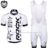 2015 Abbigliamento Ciclismo Rock Racing Nero e Bianco Manica Corta e Salopette
