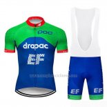 2019 Abbigliamento Ciclismo EF Education First Verde Blu Manica Corta e Salopette