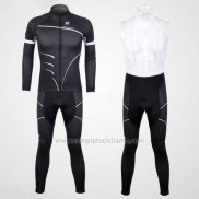 2012 Abbigliamento Ciclismo Pinarello Nero e Bianco Manica Lunga e Salopette