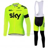 2016 Abbigliamento Ciclismo Sky Verde Manica Lunga e Salopette
