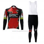2017 Abbigliamento Ciclismo BMC Rosso e Verde Manica Lunga e Salopette